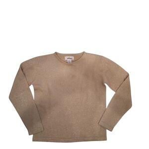 Worthington Metallic Knit Crewneck Sweater in Beige Gold